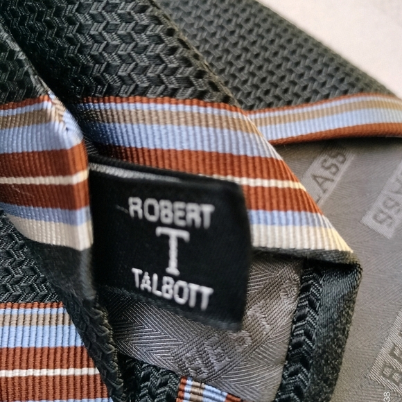 Robert Talbott Men's Striped Tie Gray Multicolored Finest Silk Handsewn Retro - Picture 4 of 12